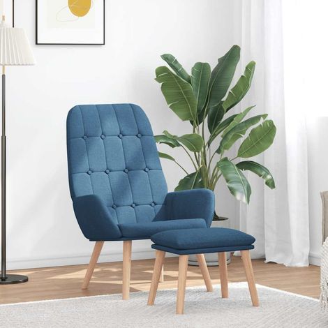 Teenpull – Relaxsessel mit Hocker Blau Stoff (1/5)