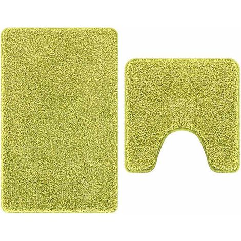 Ensemble de deux tapis de bain antidérapants, fabriqués en polypropylène (PP) vert. (1/5)