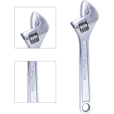 250 mm (10 Zoll) verstellbarer Schraubenschlüssel, robust und stabil, verchromter Kohlenstoffstahl, professioneller verstellbarer Schraubenschlüssel (1/5)