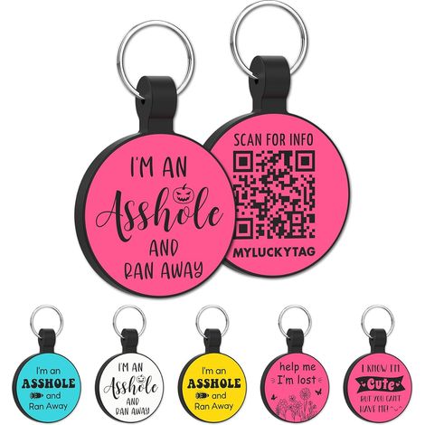 Plaque d'identification pour animal de compagnie en silicone gravée avec code QR Plaque d'identification personnalisée pour collier de chien et de chat Profil en ligne Alerte de (1/5)