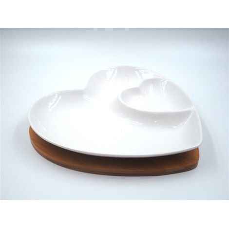Vassoio Antipastiera in Ceramica Base in Legno Doppio Cuore Sud (1/2)