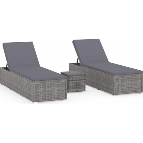 Maison Exclusive - 3-tlg. Garten-Sonnenliegen mit Teetisch Poly R (1/5)