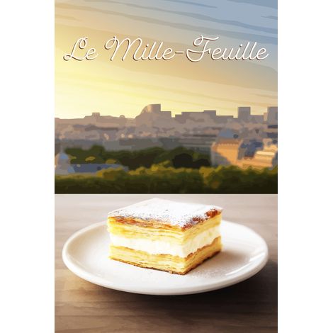 Tableau sur toile illustration mille-feuille 30x45 cm - Impression sur Toile Murale Décorative - Image imprimée en HD sur Toile - Toile sur Châssis en Bois FSC - Fabriqué en France