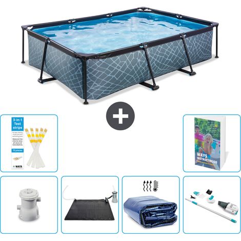Exit Pool Rechteckig - Steinoptik - 300x200x65 cm - 7-teilig S252