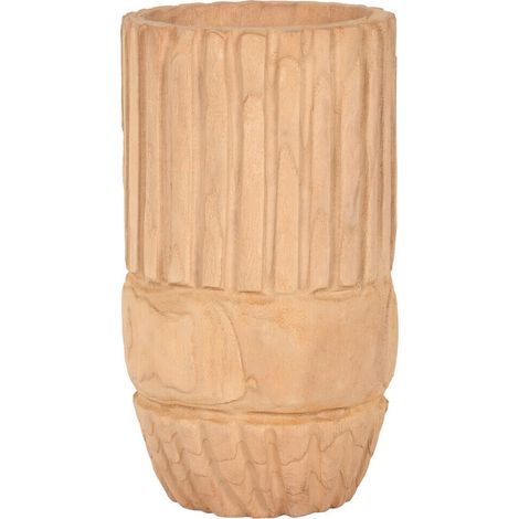 Macetero Madera Paulownia 28X28X50 Tallado Natural (1/5)