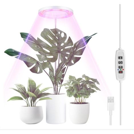 (Blanc)Lampe Plante, LED Lampe de Croissance à Spectre Complet, 30-155 cm Hauteur Réglable avec 70 LEDs, avec Minuterie 3/9/12h,pour Plantes D'intérieur (1/5)