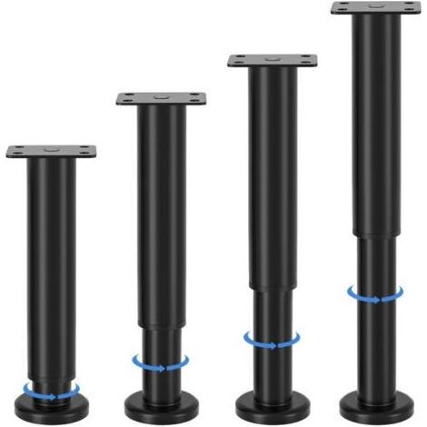 pieds de meubles réglables, hauteur ajustable de 18 à 30 cm, pieds de meubles en métal noir, pour armoires, meubles TV, lits, canapés, tables de chevet, chaises, meubles de salle de bain (1/5)
