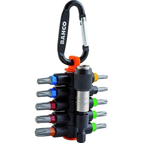 BAHCO LOT DE 10 EMBOUTS TORX + ADAPTATEUR MAGNÉTIQUE À LIBÉRATION RAPIDE, NOIR, 0