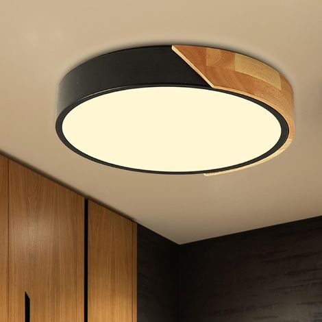 MINKUROW Luz De Techo Led, Luz De Techo De Madera, Luces De Techo Led De Madera Redondas Modernas De 18w, Luz Cálida 3000k Lámpara De Techo Ø30 x 4 Cm Sala De Estar Cocina Dormitorio Pasillo Comedor P (1/5)