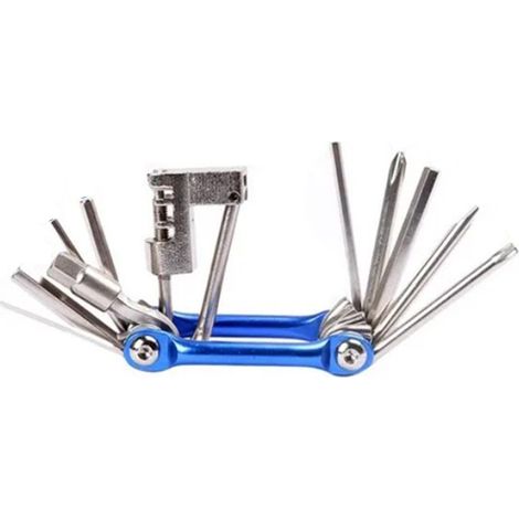 11-in-1 Fahrrad-Multitool mit Kettennieter, Sechskantschlüssel, Schlitzschraubendreher und Kreuzschlitzschraubendreher – Multifunktions-Fahrradreparaturwerkzeug (Blau) (1/5)