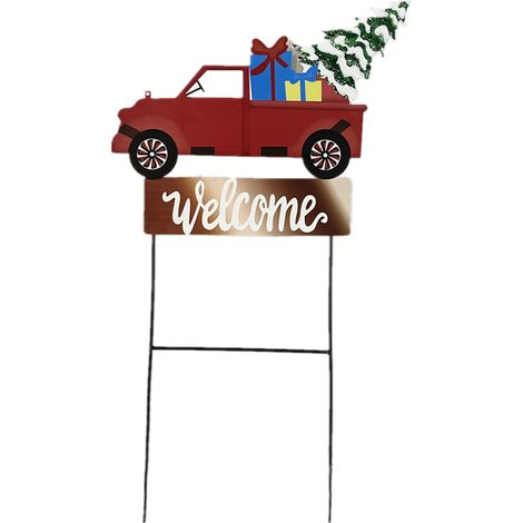 Lot décoratif de Noël pour jardin extérieur : piquets et panneaux de chemin festifs, décoration de pelouse et allée.