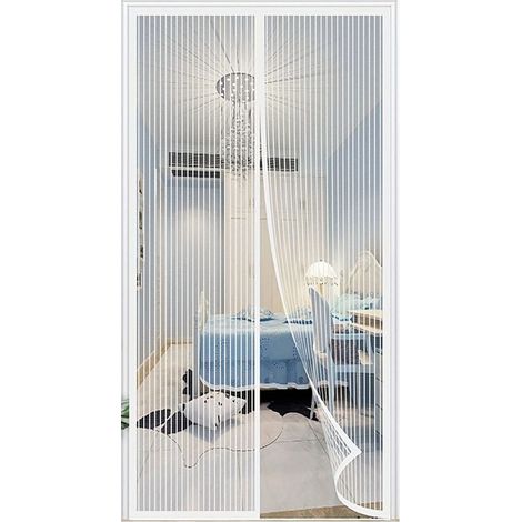 Moustiquaire 100x210cm Moustiquaire magnétique sans perçage Moustiquaire blanche avec bande adhésive et maille ultra-fine