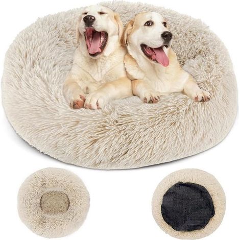 (Diamètre : 80 cm-beige)Panier pour Chien Rond, Coussin Chien Grande Taille 80cm, Amovible et Lavable, Lit pour Chiens et Chats Confortable et Moelleux (1/4)