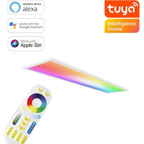 RGB+CCT LED Panel 120x30cm inkl. MiBoxer Smarthomesteuerung 48W 24V Rahmen weiß - Panelmontage: Ohne Montagezubehör