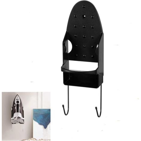 1 pièce - Support pour fer et table à repasser - Support mural pour matériel de repassage - Rangement pour fer et table à repasser - Noir