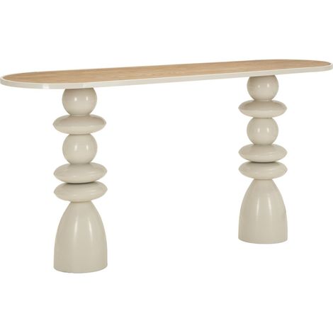 Console Totem en Métal "Pila" 150cm Crème (1/5)