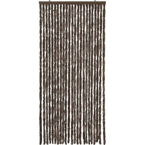 Tenda in Ciniglia Per Porta Ingresso ProteggiSole Antimosche Lavabile Regolabile Marrone - 120x230 cm (1/4)