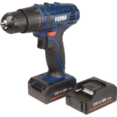 Perceuse sans fil Li-ion 12V - 2 batteries 1.5Ah, chargeur rapide, 2 embouts de vissage inclus (1/5)