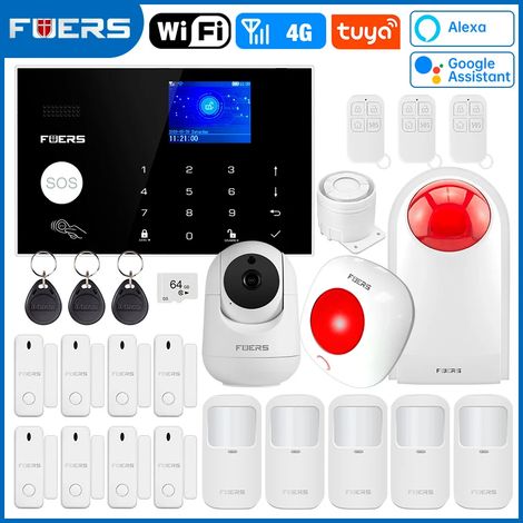 (Pack 4) Système d'alarme intelligent Wi-Fi 4G, système d'alarme antivol et de sécurité sans fil pour la maison (1/5)