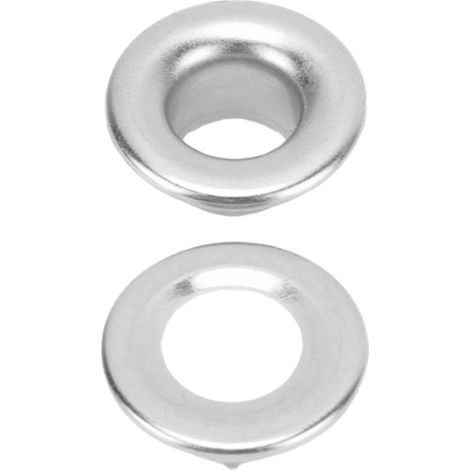 Lot de 100 œillets métalliques dentés de 8 mm avec rondelles pour vêtements en tissu et cuir, chaussures, chapeaux, rideaux, argent. (1/5)