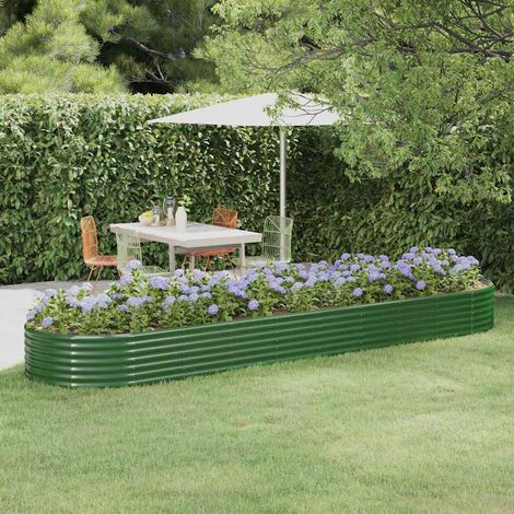 Lit surélevé de jardin-Jardinière surélevée-Bac de jardin surélevé Acier galvanisé 396x100x36cm Vert (1/5)