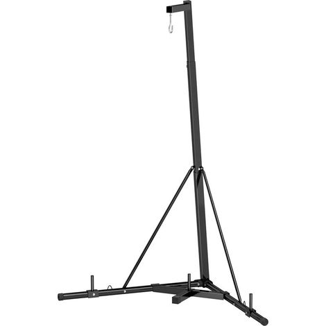 Support de sac de frappe pliable réglable en hauteur avec base lestée acier noir charge max. 60 kg