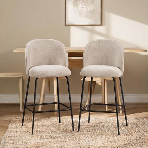 Tabouret de bar beige en polyester acier 55 x 50 x 93 cm (1/5)
