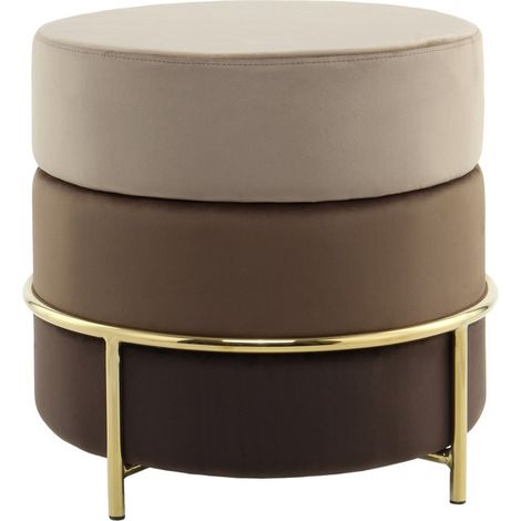 Pouf imbottito Matilda 100 in velluto marrone (1/3)