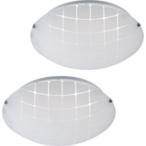 Lampada da soffitto plafoniera soggiorno lampada corridoio lampada camera da letto, vetro cromato opalino, LED 8W 600Lm bianco caldo, DxH 25x7,5cm