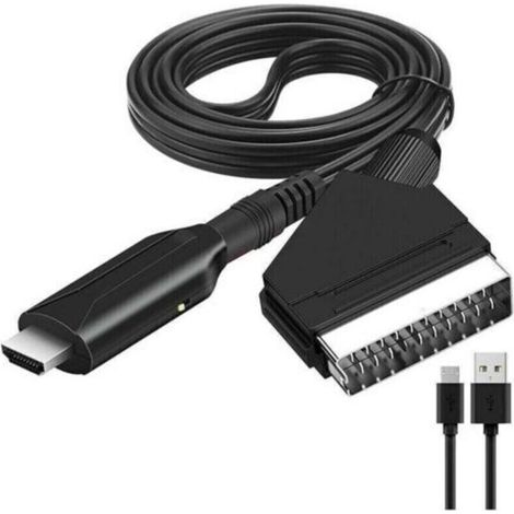 Adaptateur Péritel vers HDMI - Convertisseur Péritel vers HDMI avec câble HDMI - Scart vers Hdmi Convertisseur - Pour Full HD TV 720P/1080P - Audio Vidéo pour Lecteur DVD Sky Blu-Ray STB VHS Xbox PS3