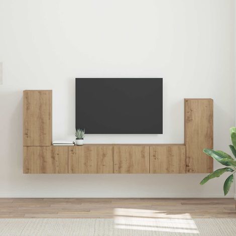 vidaXL Set mobile TV 4 pcs Rovere artigianale Legno multistrato (1/5)