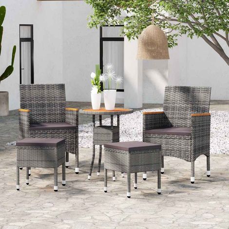 vidaXL Juego de muebles de jardín de 5 piezas ratán sintético gris (1/4)