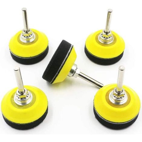 plateau de ponçage polissage,5pcs Plateau pour perceuse avec crochet et boucle de fermeture,os Crochet et boucle Pad 50mm,avec 1/4 Pouce Attachement de Foret de Tige et Tampon de Polissage en Mousse (1/5)