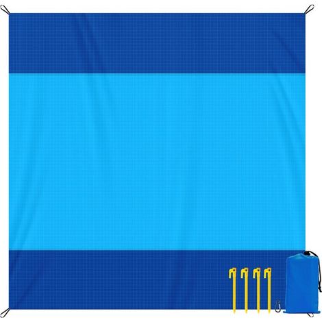 1 x wasser und sandabweisende Strandmatte große tragbare Strandmatte und Campingmatte geeignet für Strand Camping Picknicks und Reisen 200 x 140 blau (1/5)