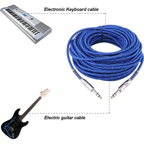 Câble audio stéréo 6,35mm mâle-mâle pour guitare électrique et table de mixage 20 mètres (1/2)