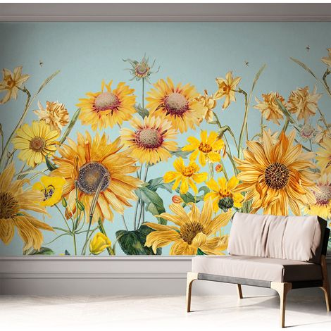 Selbstklebende Tapete modern Wohnzimmer - Wanddeko Schlafzimmer - Tapete mit Motiv Sommergarten 312x219 cm (1/5)