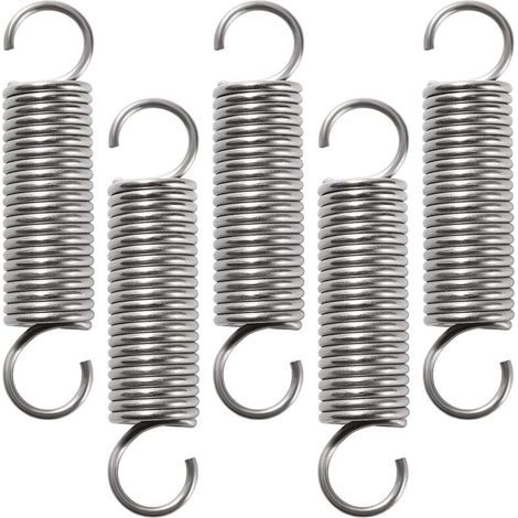 5 Pieces 2 x 17 x 74 mm Pull Springs, Stainless Steel Tension Springs, Double Hook Tension Springs, for Tents, Awnings, Caravans (1/5)