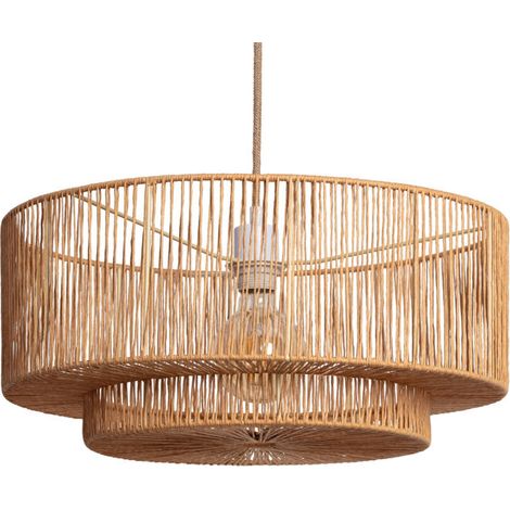 – Suspension papier tressé Dicenta naturel – Matériau résistant aux chocs – Pour ampoule LED E27 – Lumière chaude, froide ou neutre (1/5)
