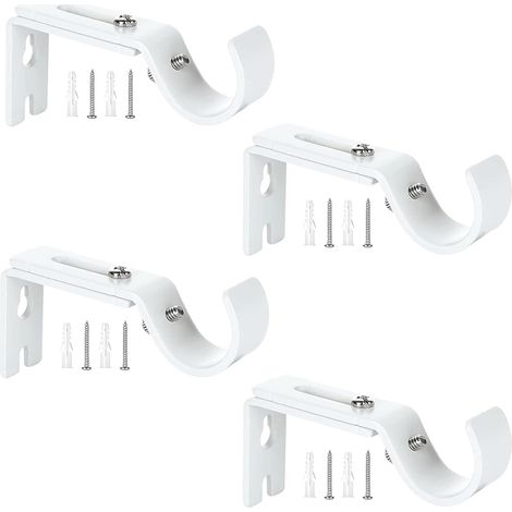 4 Pièces - Support Tringle À Rideaux - Fixation Métal Réglable - Pour Maison Et Bureau - Blanc - 8,8-11,5cm (1/5)