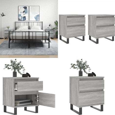 Nachttische 2 Stk. Grau Sonoma 40x35x50 cm Holzwerkstoff - Nachttisch - Beistelltisch - Wohnzimmermöbel - Schlafzimmerschreibtisch - Grau Sonoma - Home & Living (1/5)