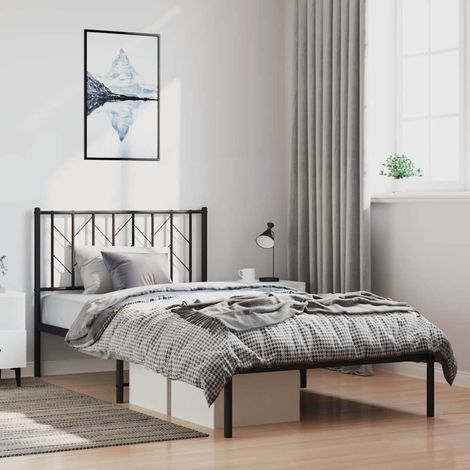 Metal Bed Frame without Mattress with Headboard Black 100x200cm vidaXL (1/5)