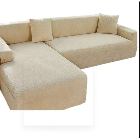 Waterproof Sofa Covers 1 et 2 3 4 Seats Jacquard Solid Couch Cover Shaped Protector Bench L (1/4)