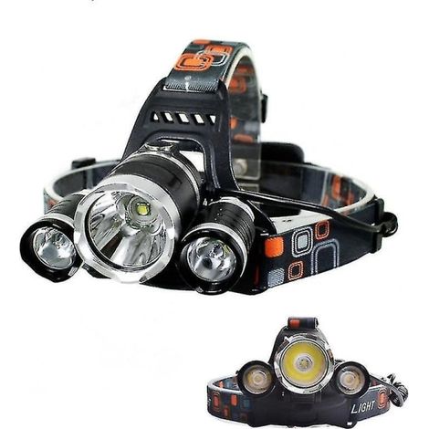 Lampe frontale 3 LED T6 8000 lm avec 2 batteries rechargeables 18650