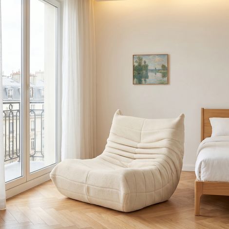 Canapé compresse - Timpfee - 1 Place - Sans Installation - Velours - Chaise Longue Relax - Scandinave - Beige