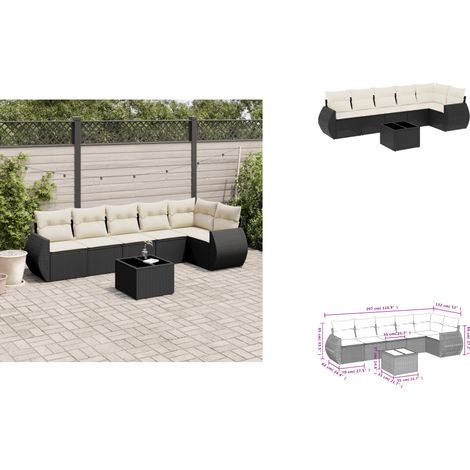 Salon de jardin 7 pcs avec coussins noir résine tressée - Ensemble Salon De Jardin - Mobilier De Jardin - Salon De Jardin Pliable - Résine Tressée - Rotin Synthétique (1/3)