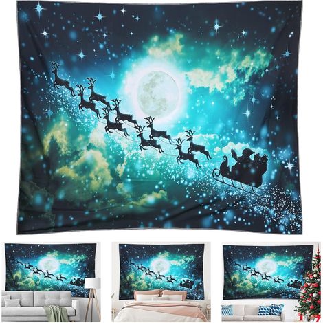 Weihnachtlicher Wandteppich, psychedelischer Wandbehang mit Weihnachtsmotiven (1/5)