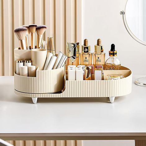 Multifonctionnel Organisateur Maquillage, 360 Degrés Organisateur Maquillage Rotatif, Organizer Présentoir Cosmétique rotatif pour coiffeusede Salle de bainde Chambre