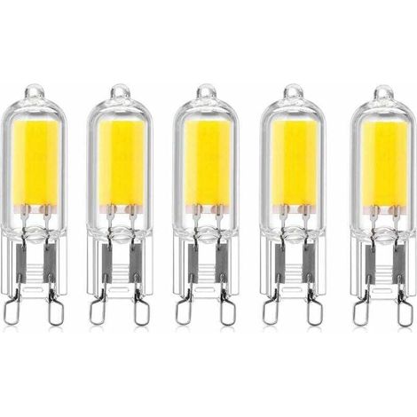5-pcs 2W G9 Culot Capsules COB LED Ampoule 220V 200 Lumen 10W-20W Ampoule Halogne quivalent pour Lustre Lampe de Bureau Applique Murale Blanc Chaud 3000K [Classe nergtique A++] (1/5)
