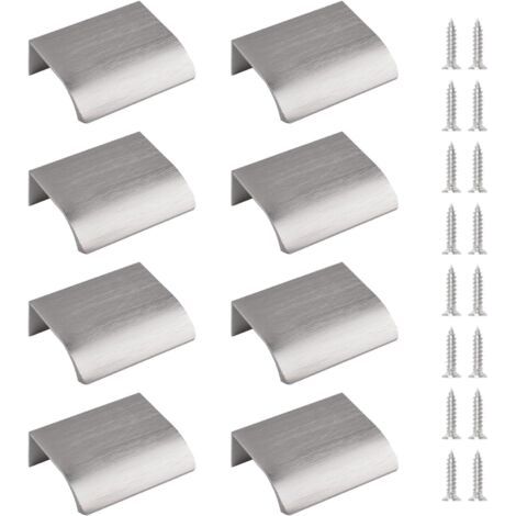 Poignée latérale à 8 éléments, poignée invisible, poignée de tiroir moderne, ferrures de meuble en alliage d'aluminium, poignée de tiroir, 50 mm / nickel brossé (1/5)