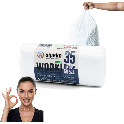Bolsas de basura de 35 l, HDPE blanco, 50 unidades. (1/5)